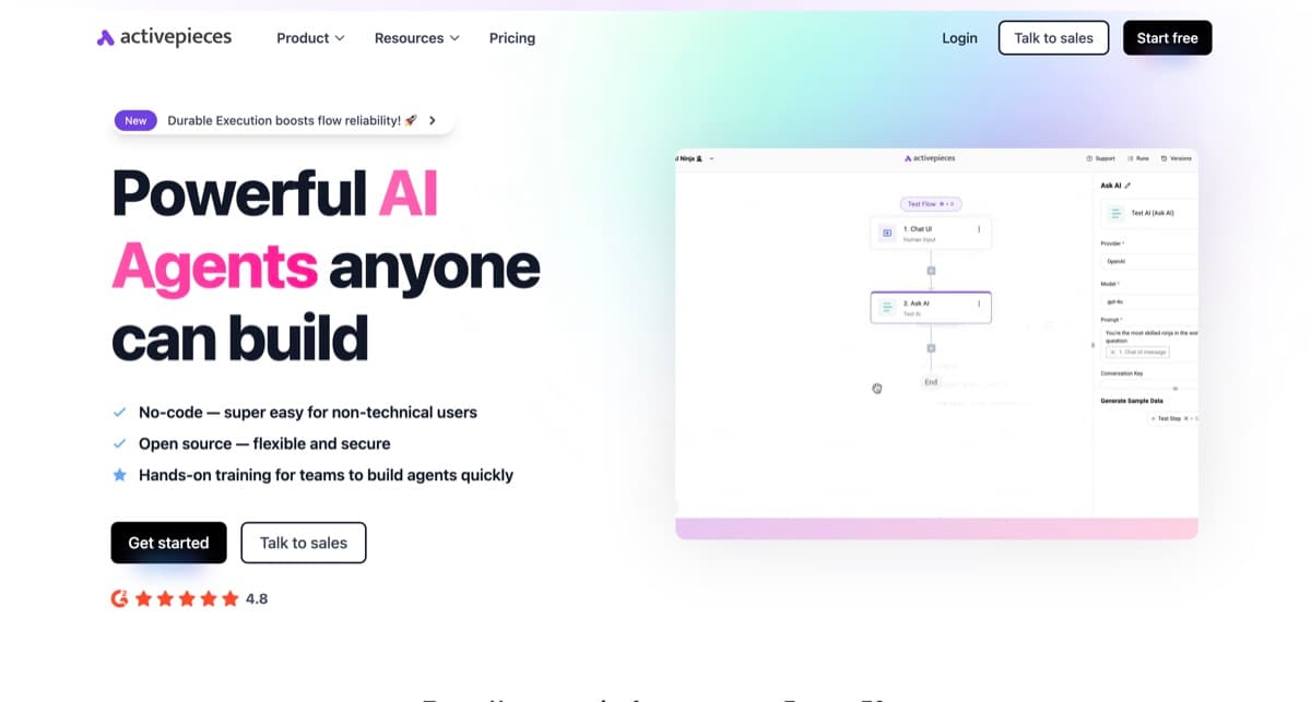 ActivePieces screenshot - Productivity interface and features overview