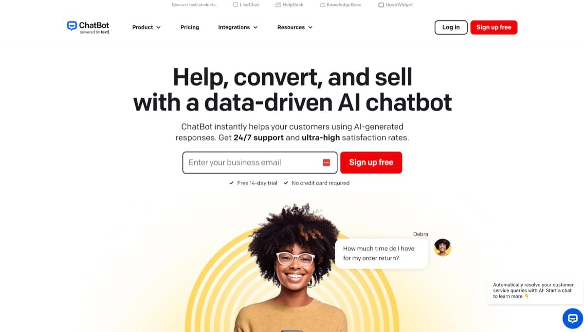 ChatBot screenshot - Customer Service interface and features overview