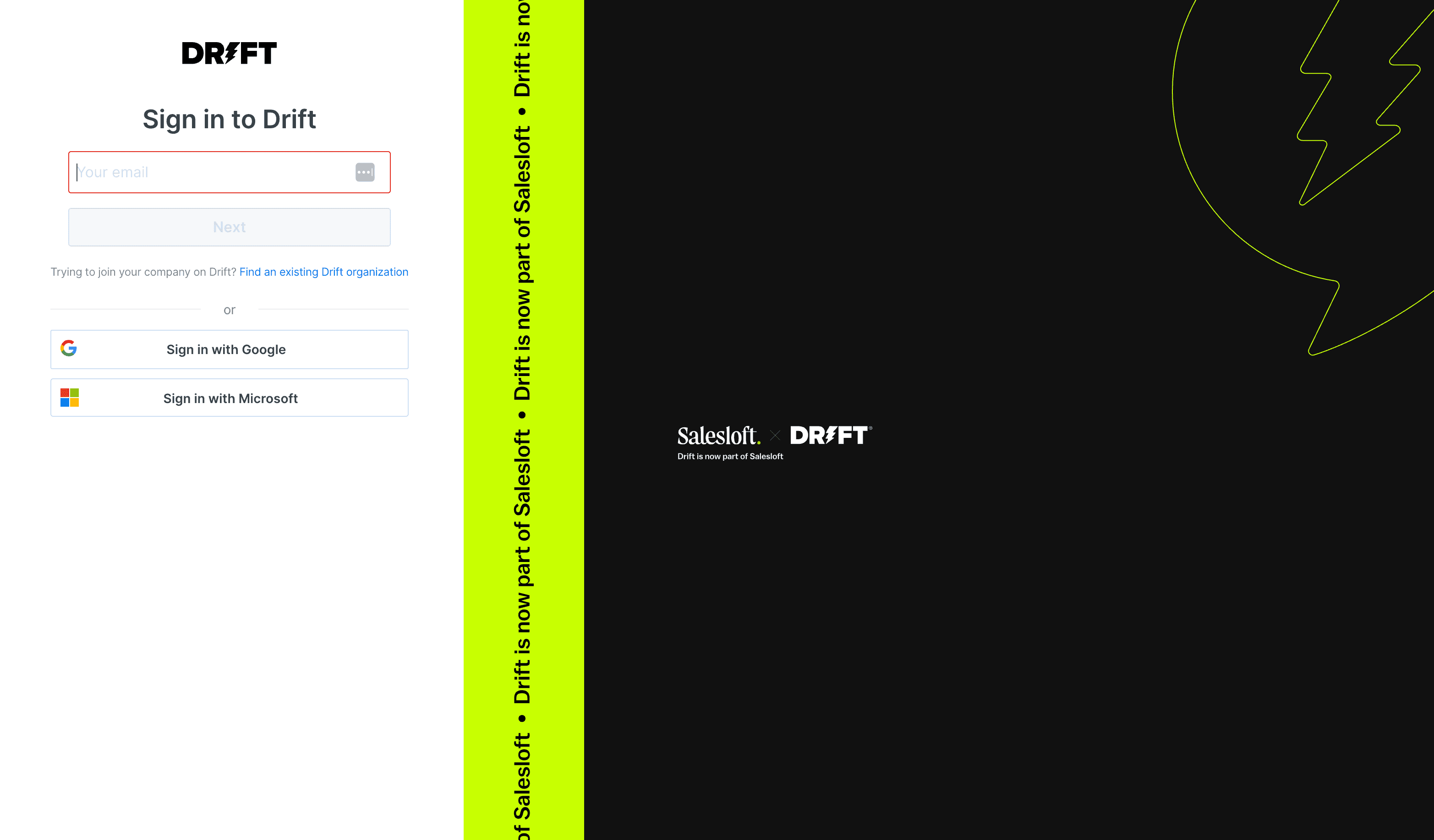 Drift screenshot - Customer Service interface and features overview