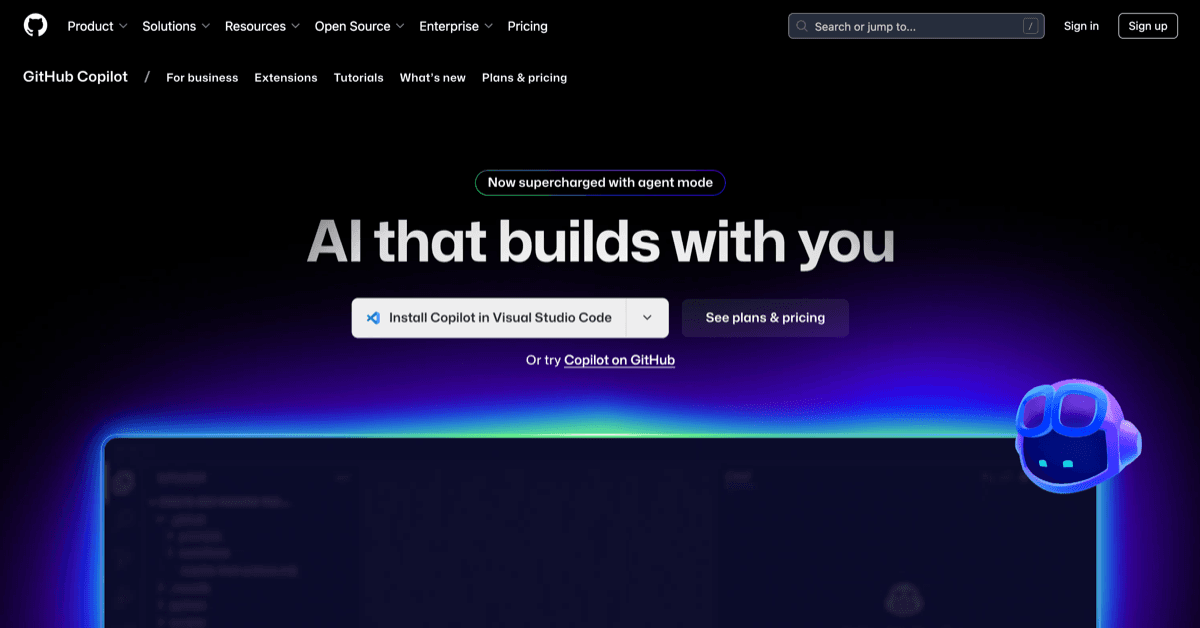 GitHub Copilot screenshot - Development interface and features overview