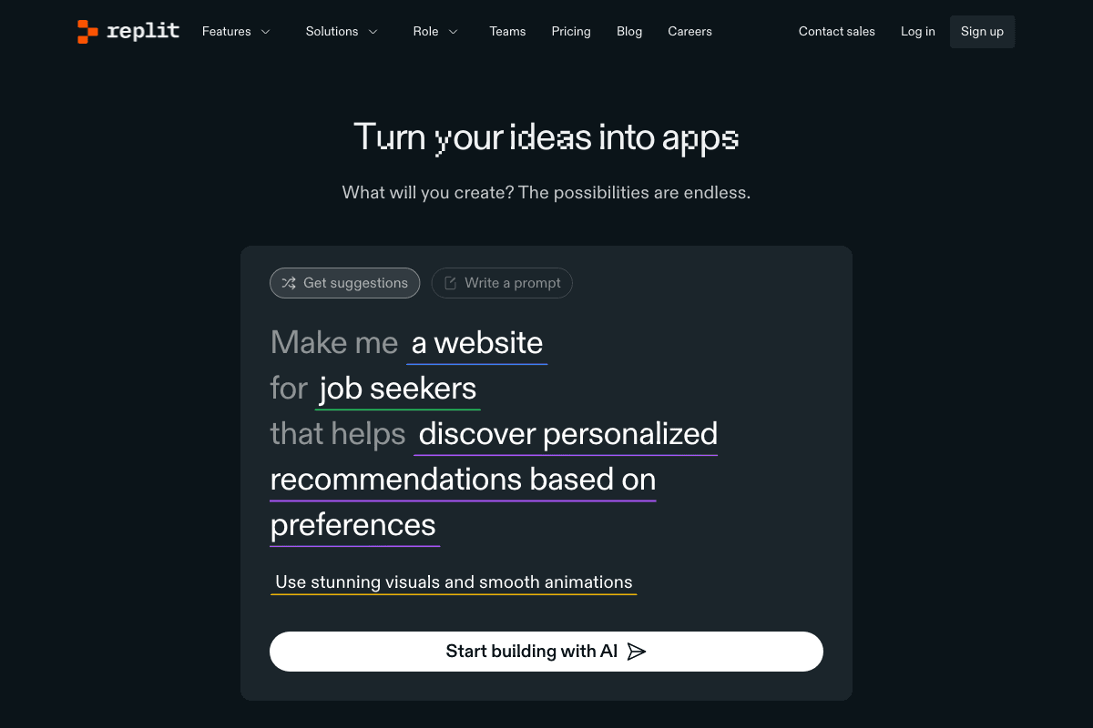 Replit screenshot - Development interface and features overview