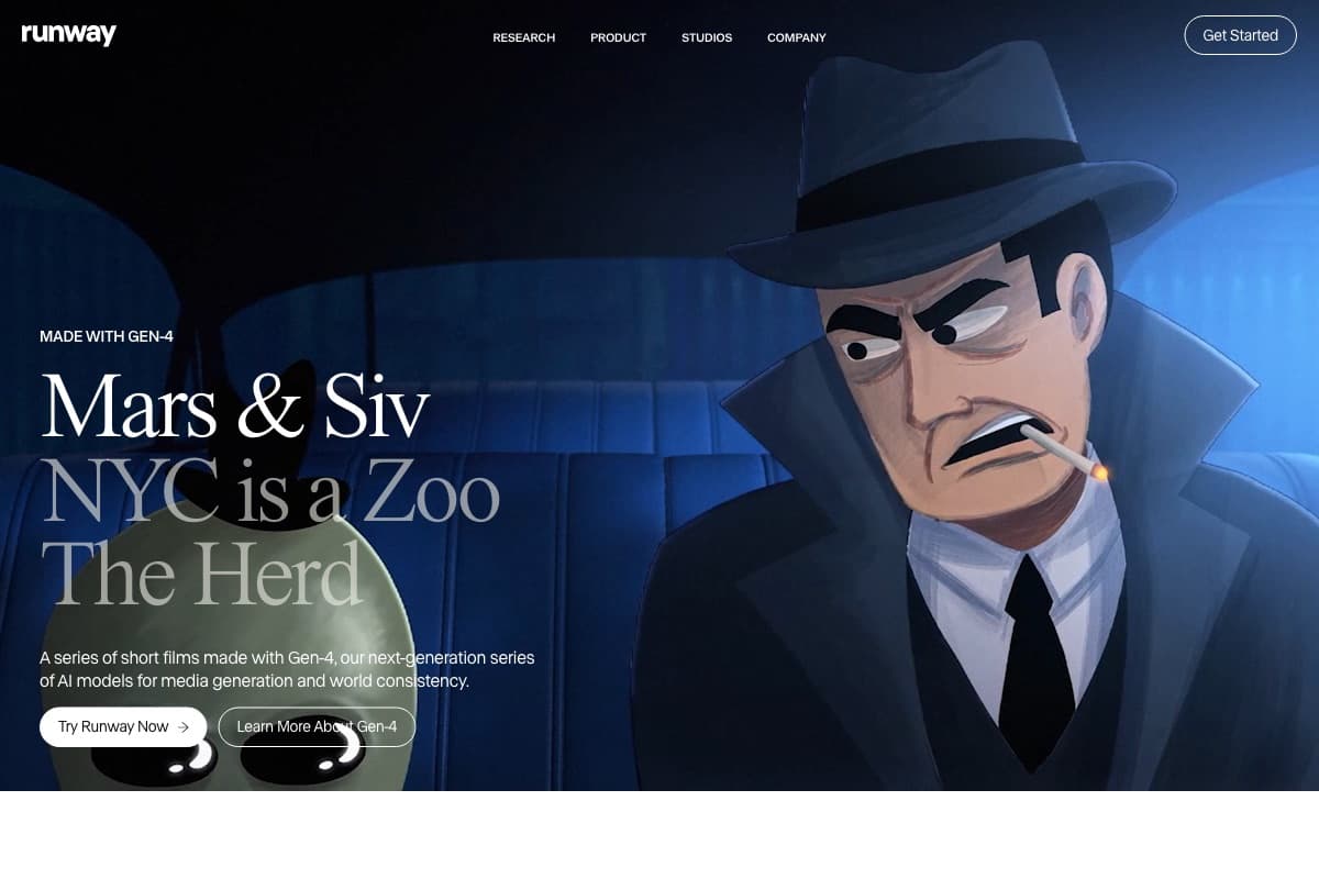 Runway ML screenshot - Video & Animation interface and features overview