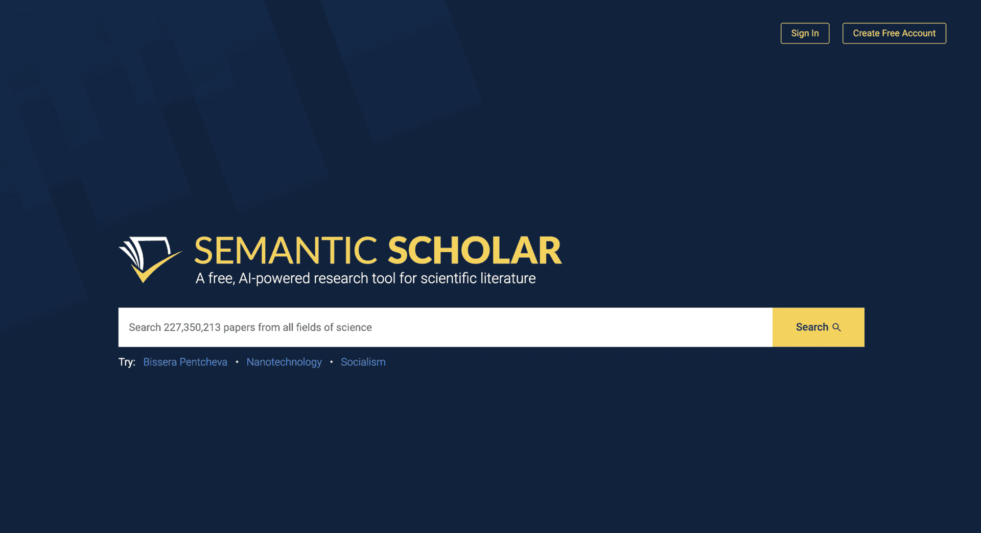 Semantic Scholar screenshot - Research & Analysis interface and features overview