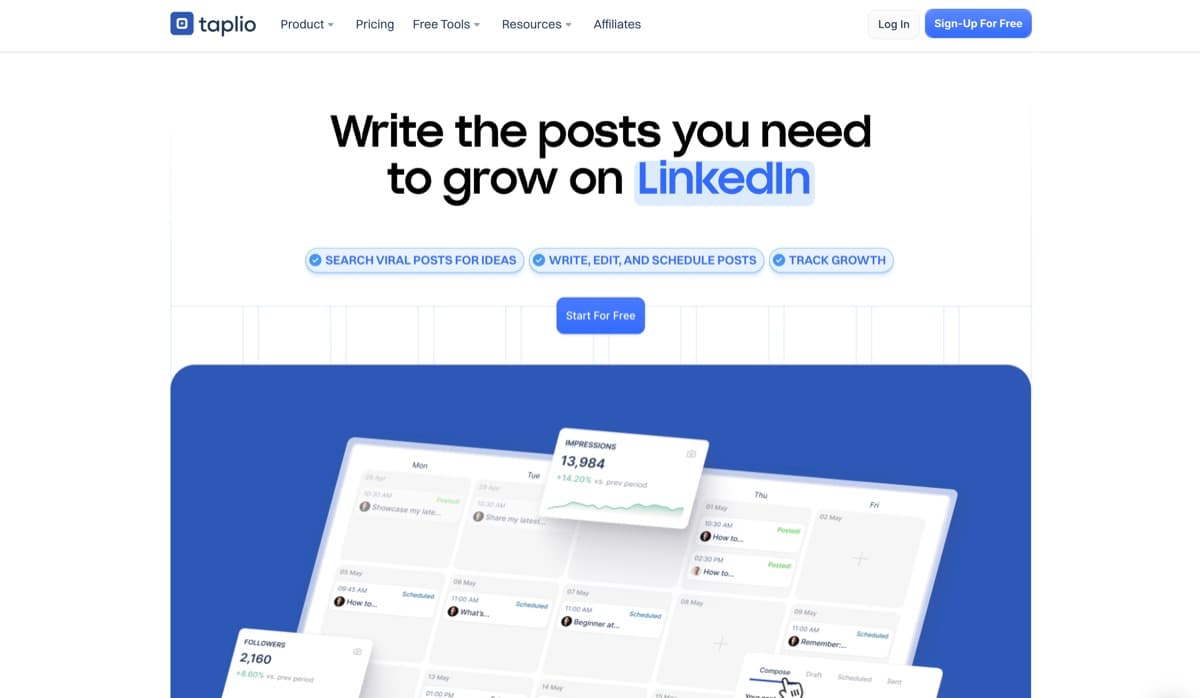 Taplio screenshot - Marketing interface and features overview