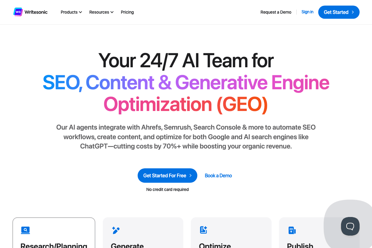 Writesonic screenshot - Content Creation interface and features overview