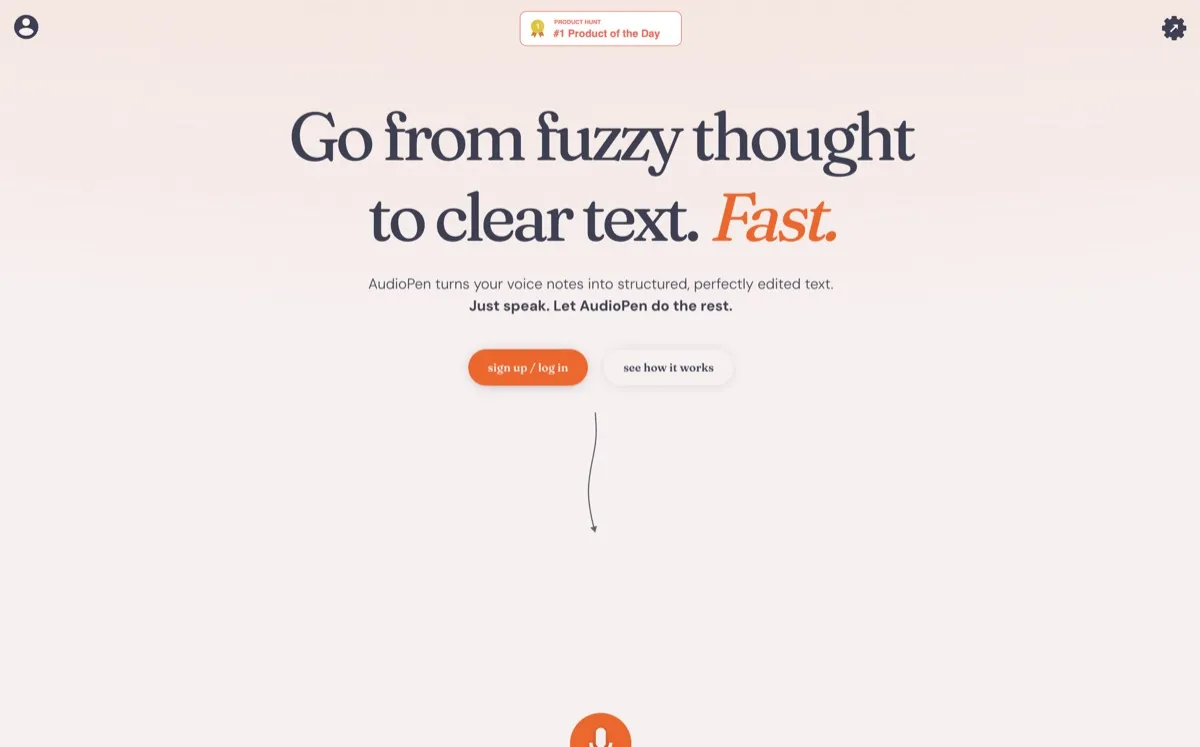 AudioPen screenshot - Audio Tools interface and features overview