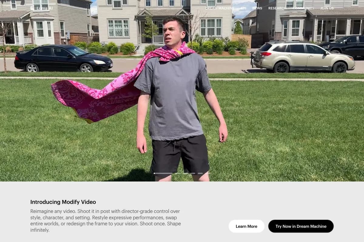 Luma AI screenshot - Video & Animation interface and features overview