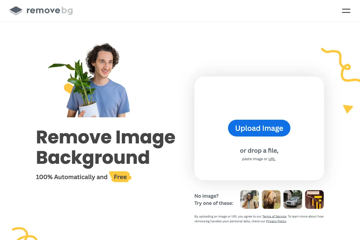 Remove.bg screenshot - Image Generation interface and features overview
