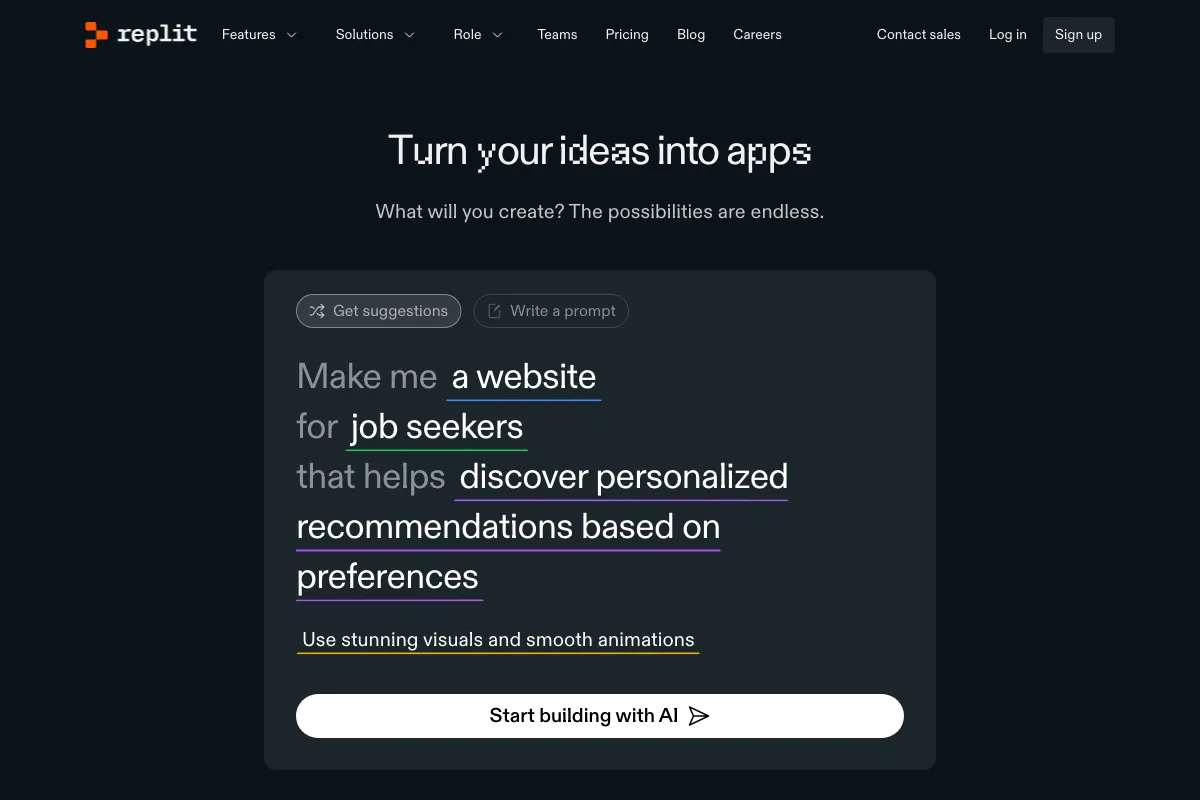 Replit screenshot - Development interface and features overview